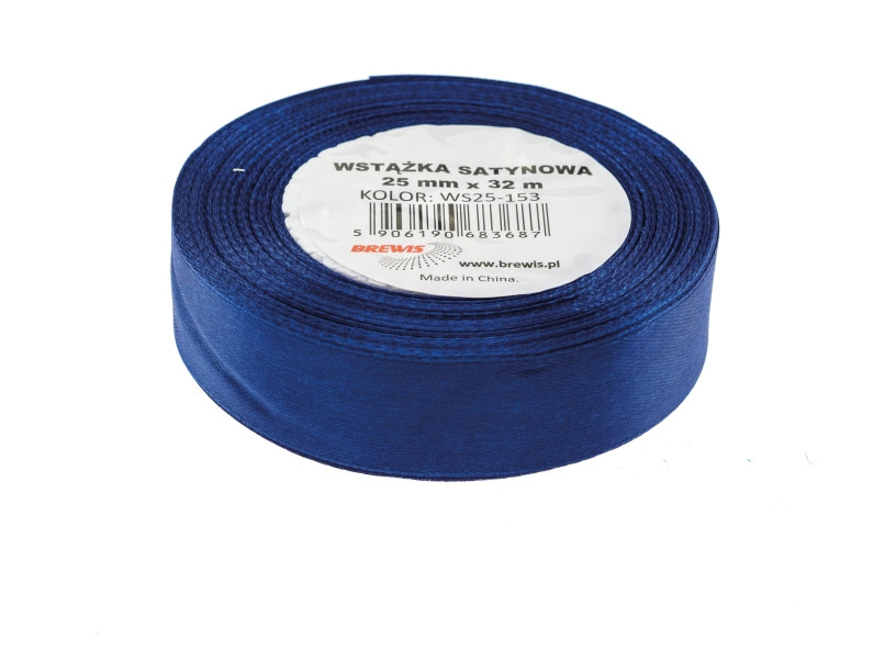 Wstążka satynowa 25mmx32m granatowa 2 Brewis